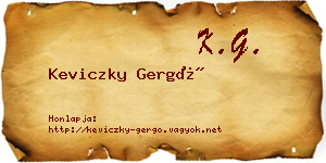 Keviczky Gergő névjegykártya